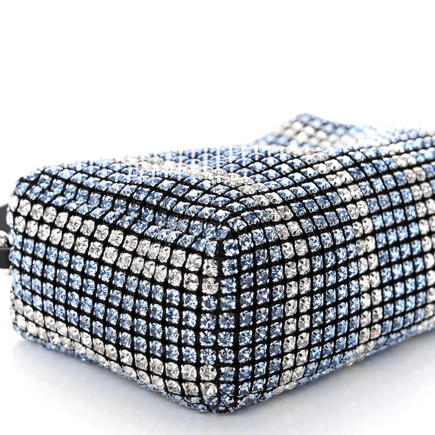 Mesh Crystal Rhinestone Mini Heiress Pouch Blue Light