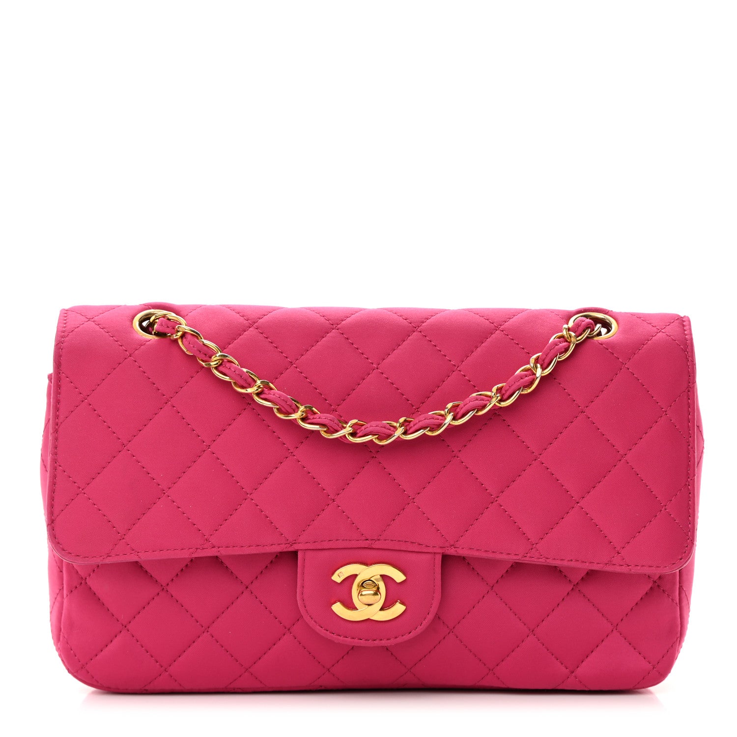 Chanel Satin Quilted Medium Double Flap Fuchsia 1 of 24