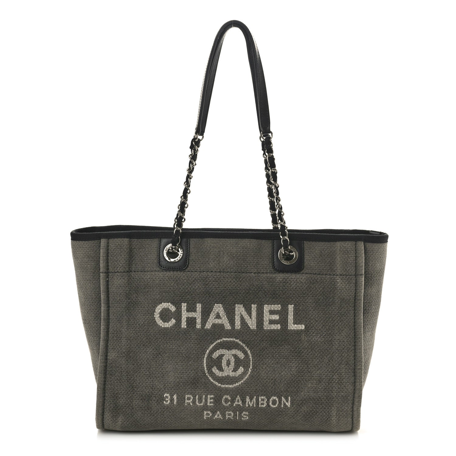 Chanel Canvas Small Deauville Tote Grey 1 of 12