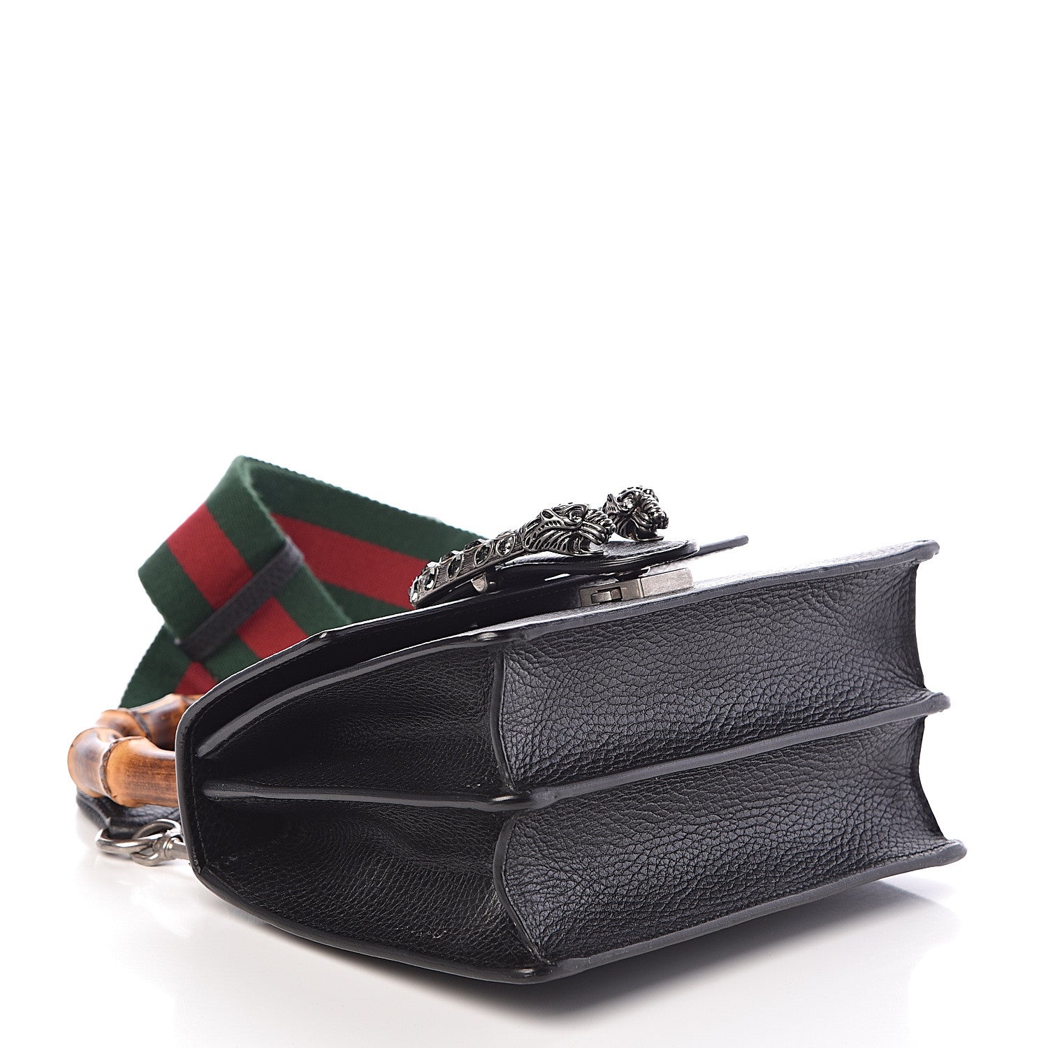 Gucci Dollar Calfskin Crystal Web Mini Dionysus Bamboo Top Handle Bag Black Black Diamond 4 of 10