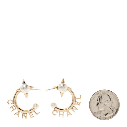 Chanel Pearl Logo Earrings Gold 2 of 4