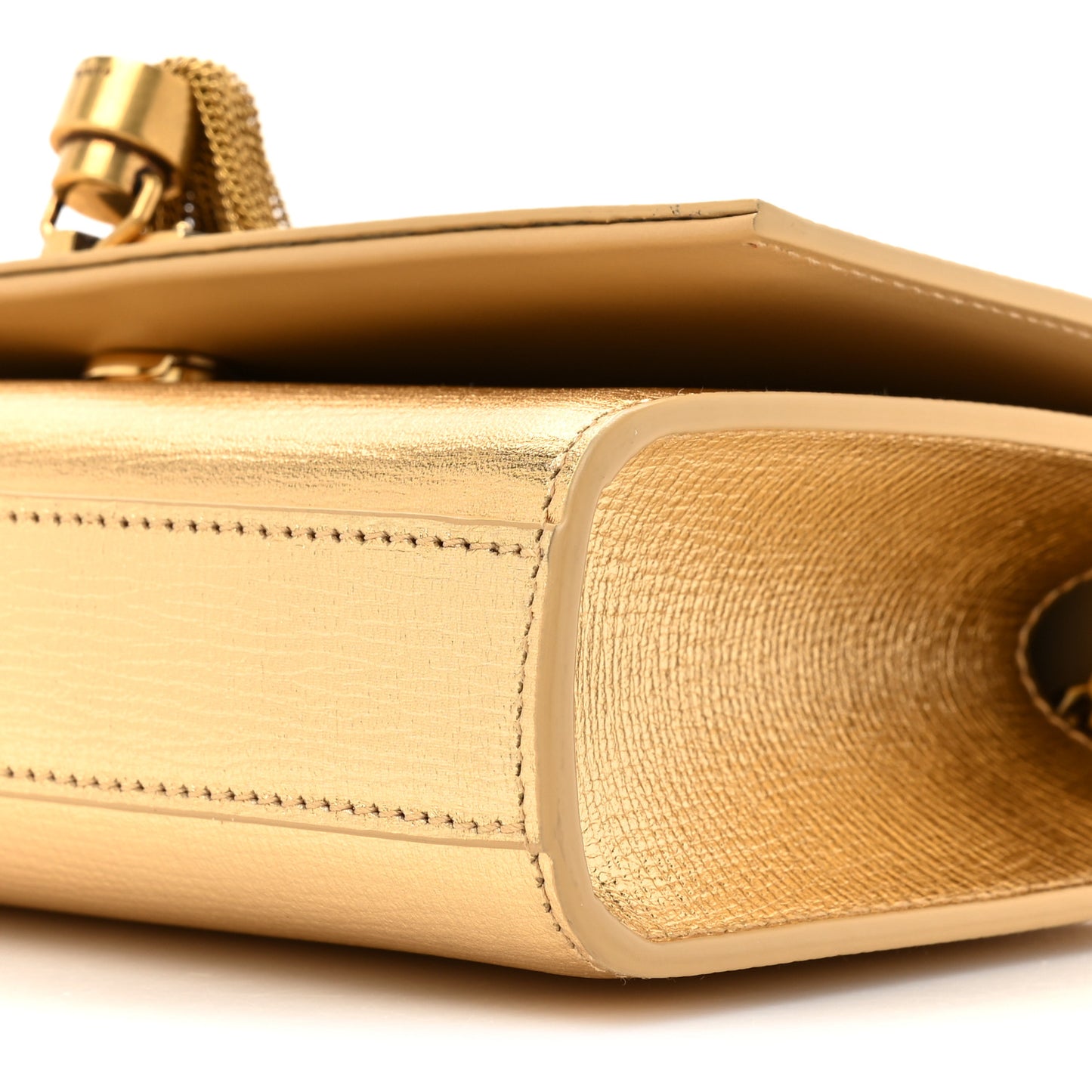 Metallic Calfskin Small Classic Monogram Kate Tassel Satchel Gold