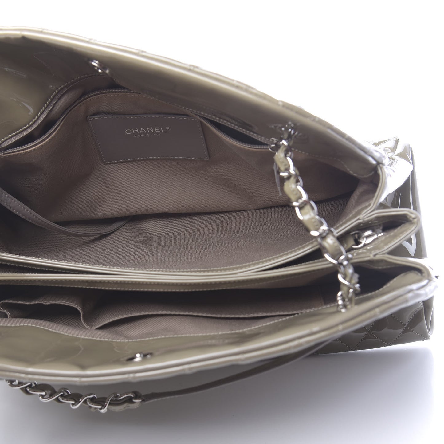 Patent Quilted Large Just Mademoiselle Bowling Bag Gris Fonce