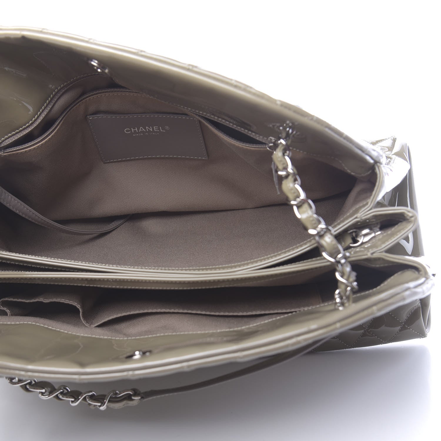 Chanel Patent Quilted Large Just Mademoiselle Bowling Bag Gris Fonce 5 of 10