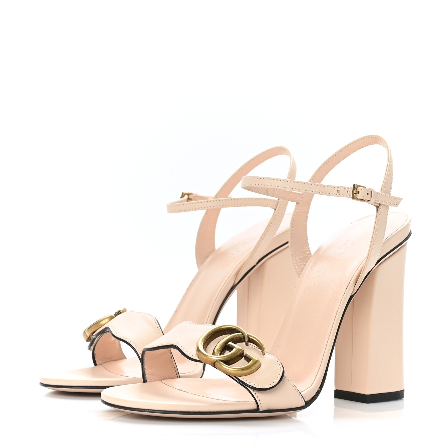 Gucci Lifford Calfskin GG Marmont Ankle Wrap 105mm Sandals 38.5 Skin Rose 3 of 8