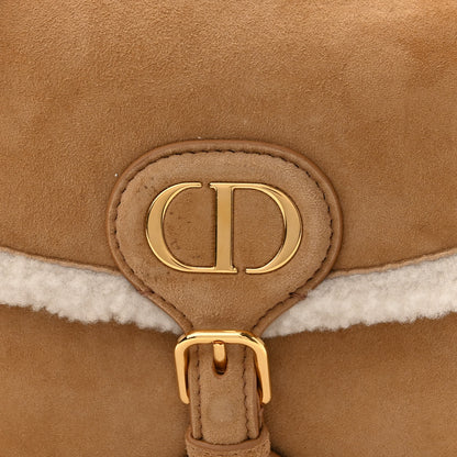 Christian Dior Suede Shearling Medium Bobby Flap Natural 7 of 9