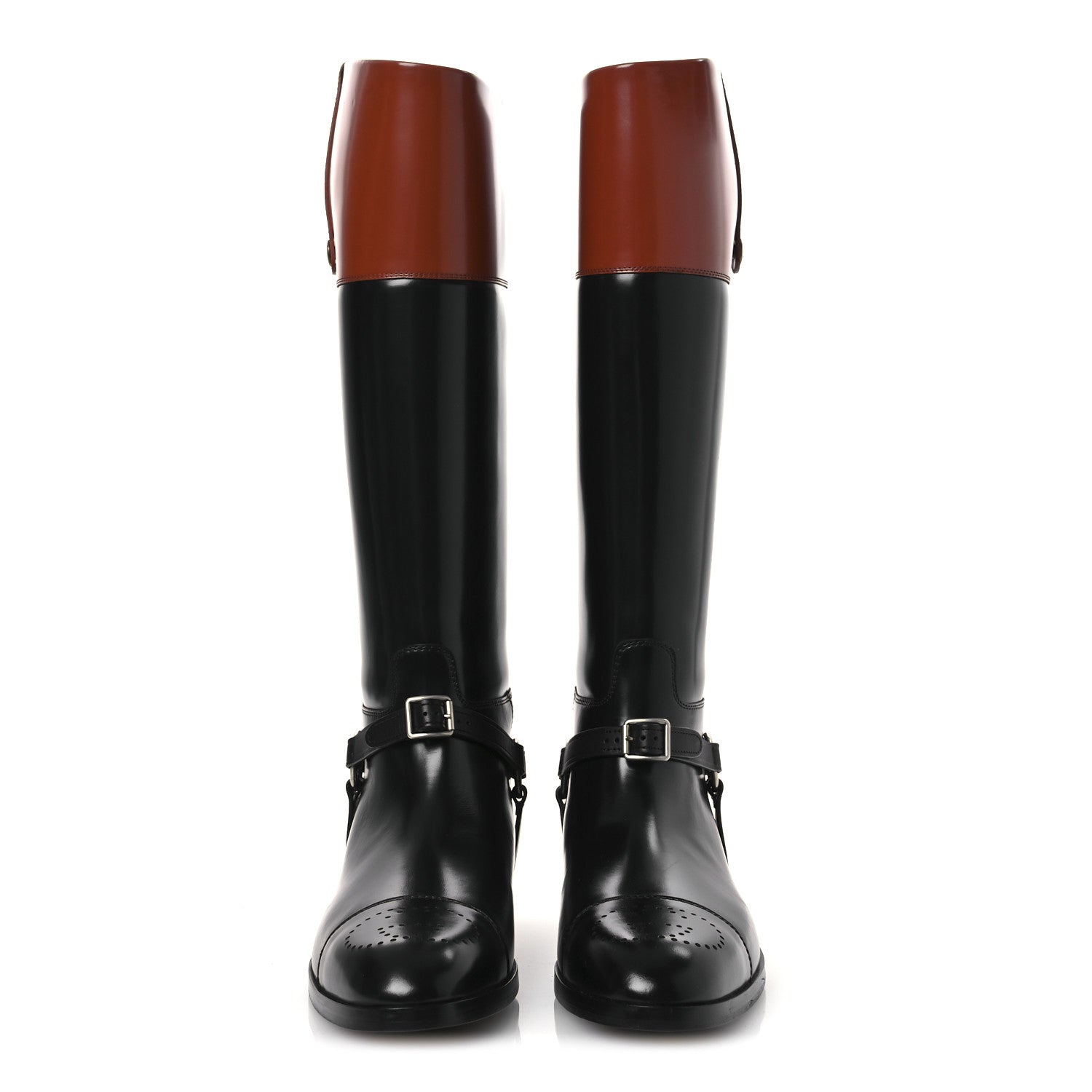 Gucci Cordovan Lux Mens Zelda Harness Riding Boots 10.5 Black Amber Honey 5 of 24