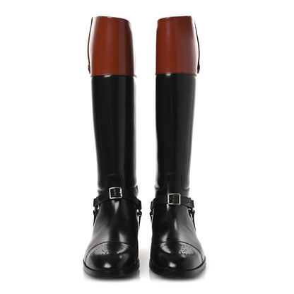 Gucci Cordovan Lux Mens Zelda Harness Riding Boots 10.5 Black Amber Honey 5 of 24