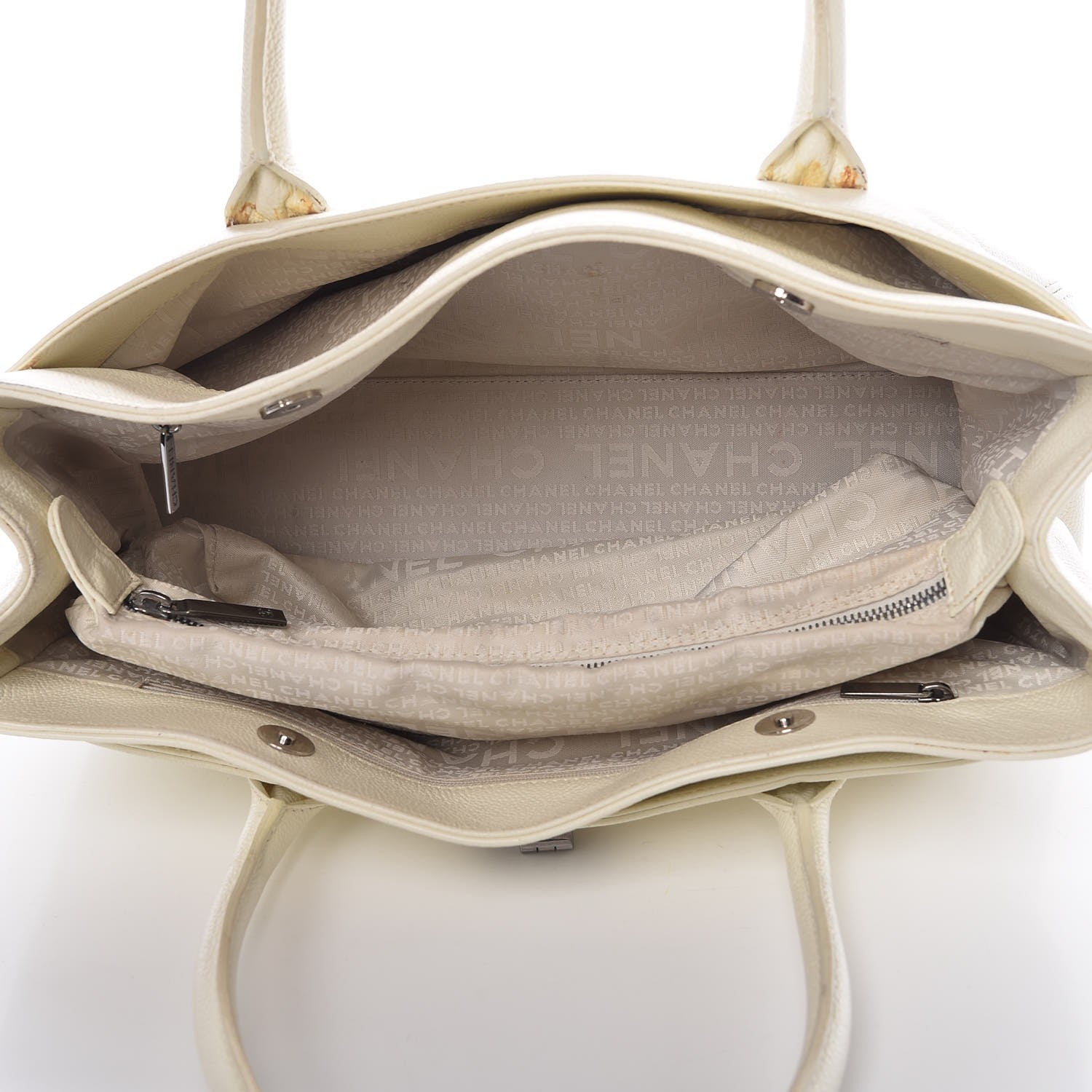 Chanel Calfskin Mademoiselle Lock Cerf Shopper Tote White 5 of 23