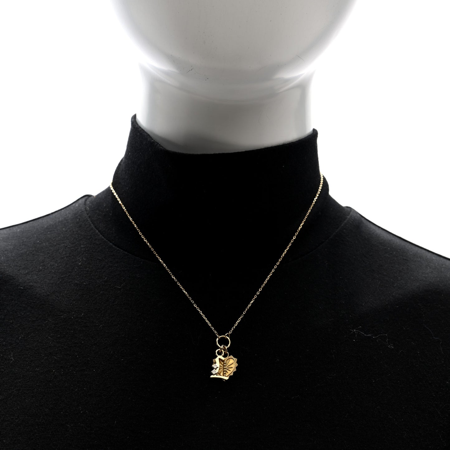 18K Yellow Gold Diamond True Love Reflection Initial L Drop Pendant Necklace