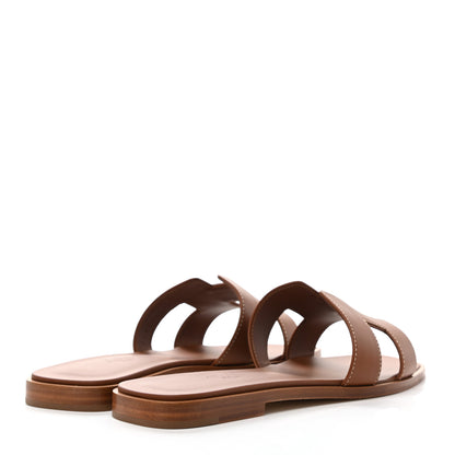 Hermes Box Calfskin Oran Sandals 37 Gold 4 of 8
