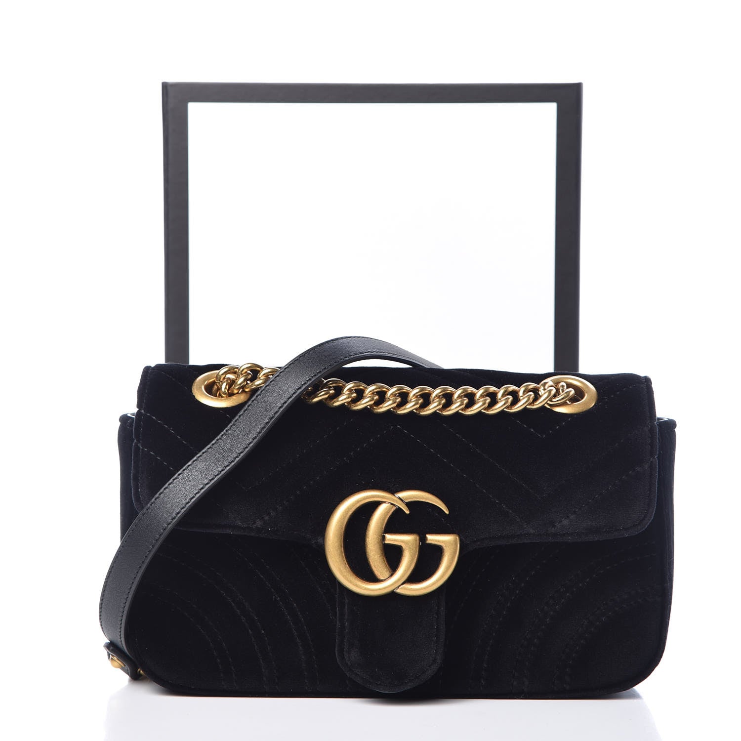 Gucci Velvet Matelasse Mini GG Marmont Shoulder Bag Black 10 of 10