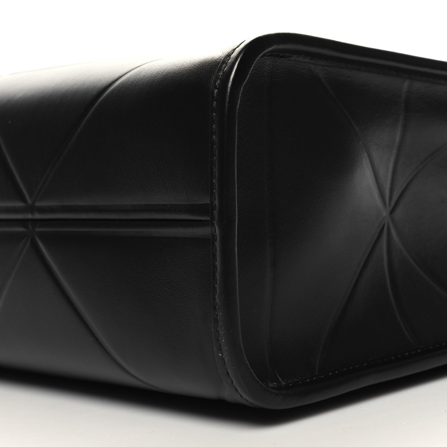 Soft Calfskin Triangolo Symbole Embossed Medium Tote Black