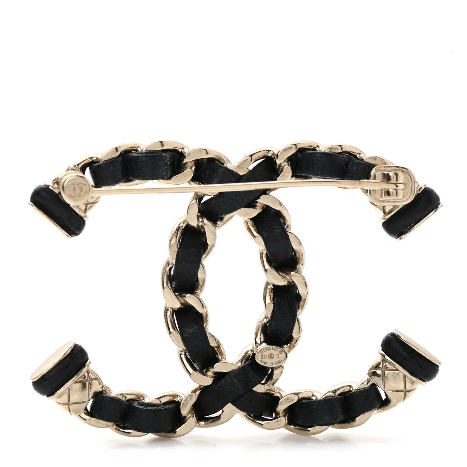 Chanel Lambskin Chain CC Brooch Black Gold 4 of 7