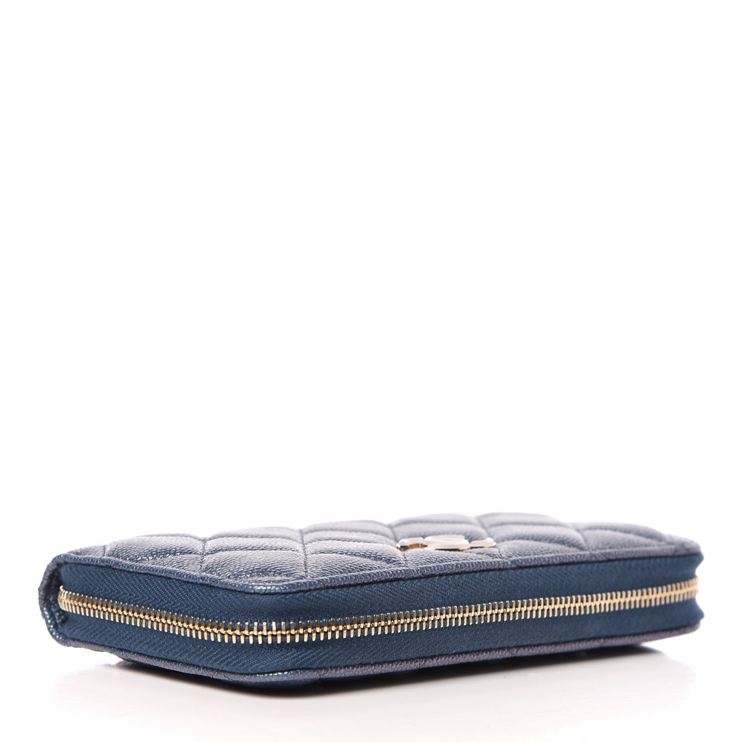 Chanel Iridescent Caviar Quilted Medium Zip Around Wallet Dark Blue 4 of 11