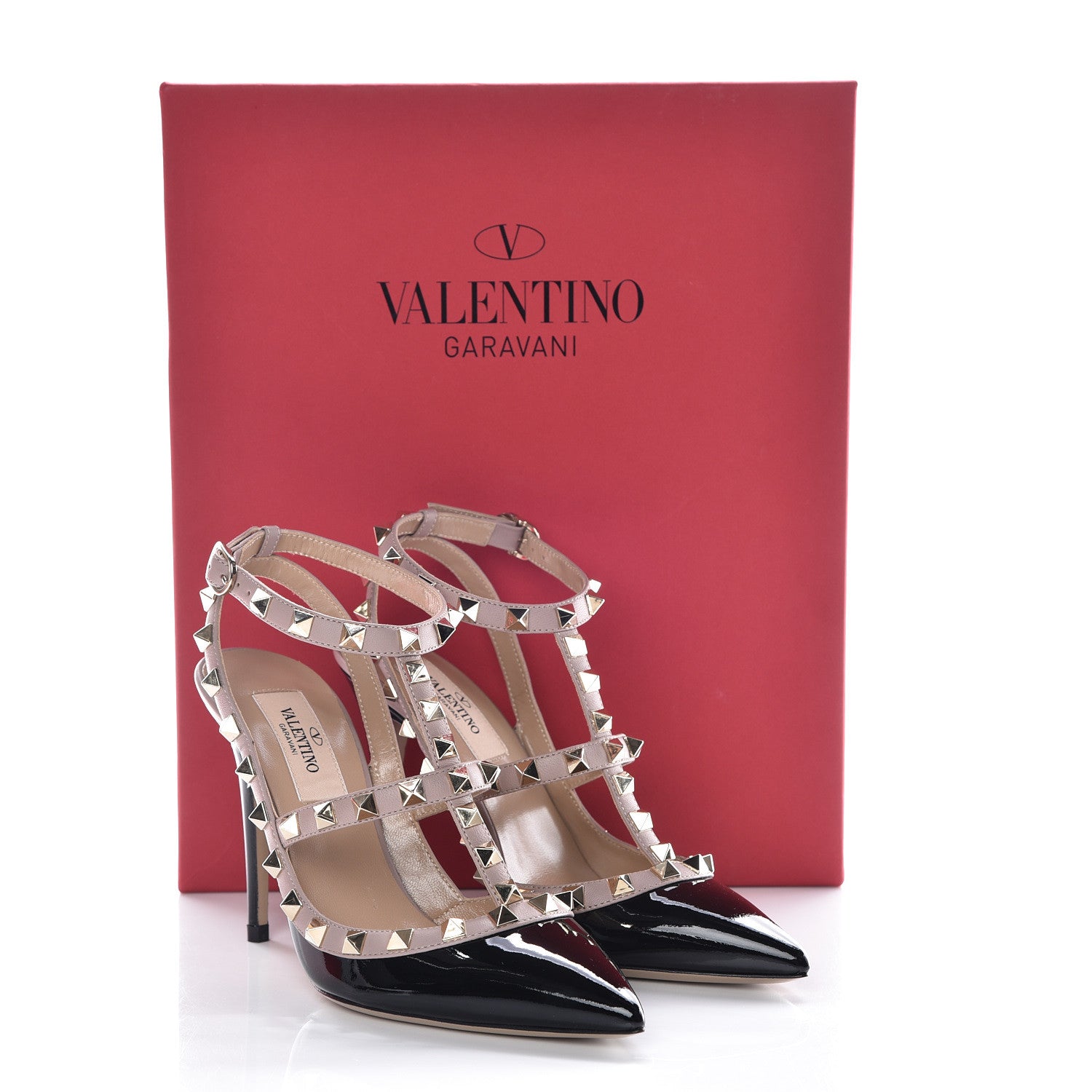 Valentino Garavani Patent Nappa Rockstud Ankle Strap 100mm Pumps 35 Black Poudre 8 of 8