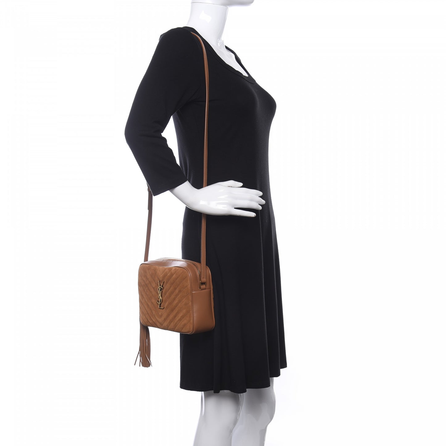 Suede Matelasse Monogram Lou Camera Bag Cinnamon