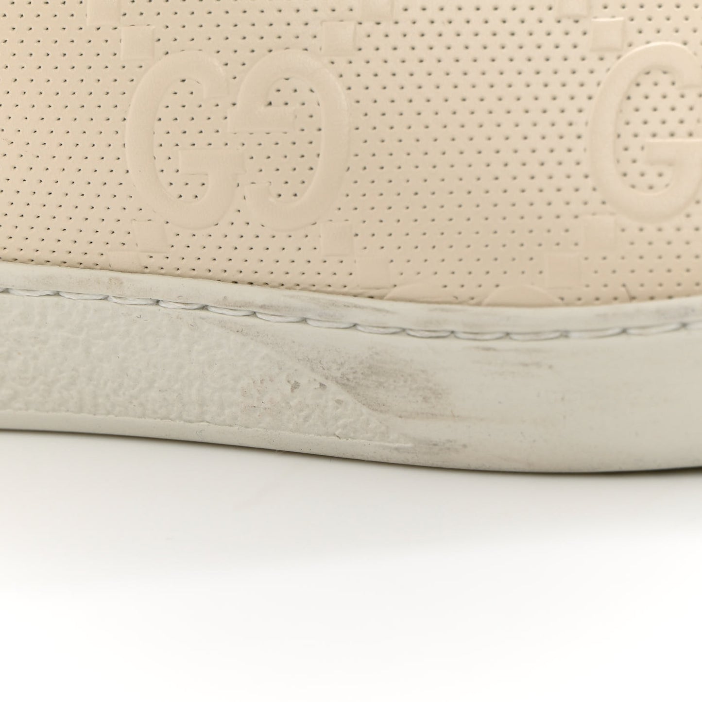 Calfskin GG Tennis Embossed Mens Ace Sneakers 9 Mystic White