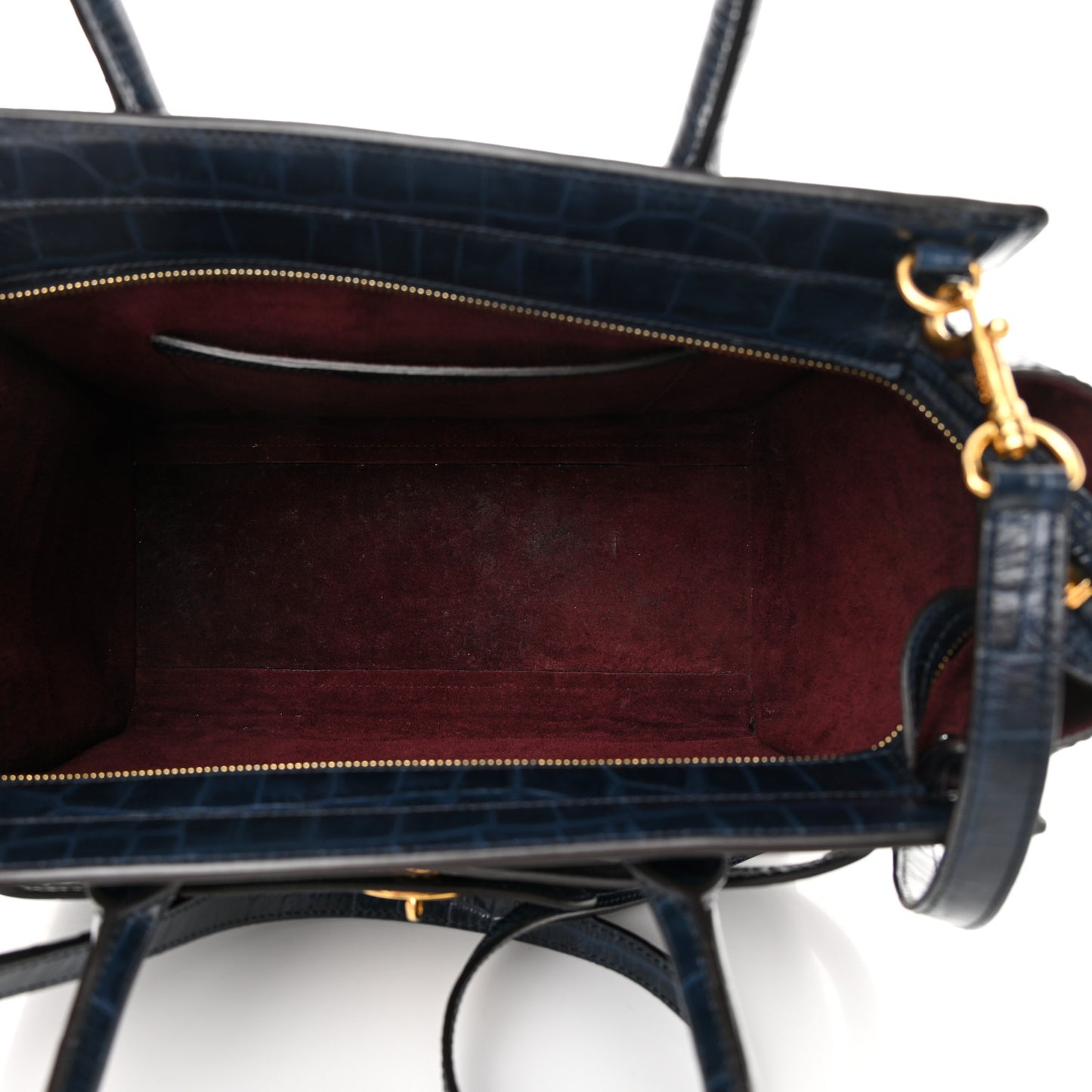 Crocodile Embossed Calfskin Small Zipped Bayswater Blue