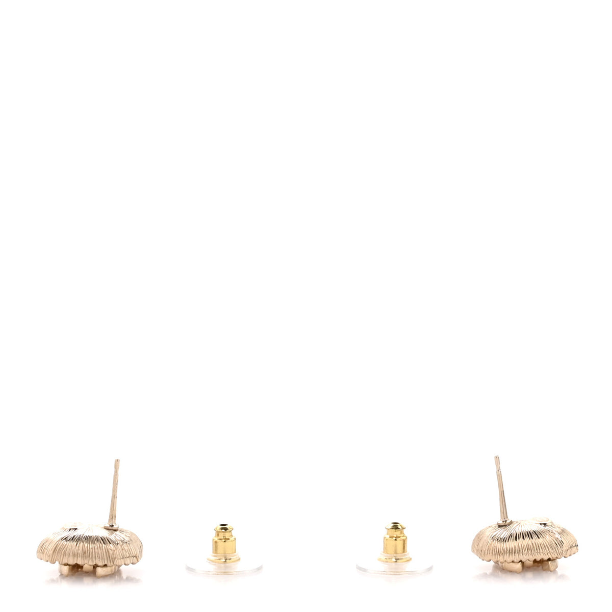 Chanel Metal Crystal Rectangle CC Earrings Gold 3 of 4