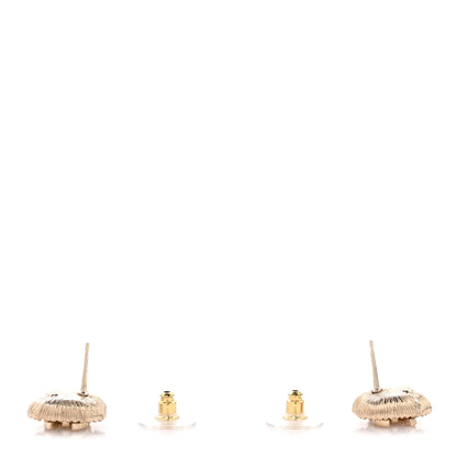 Chanel Metal Crystal Rectangle CC Earrings Gold 3 of 4