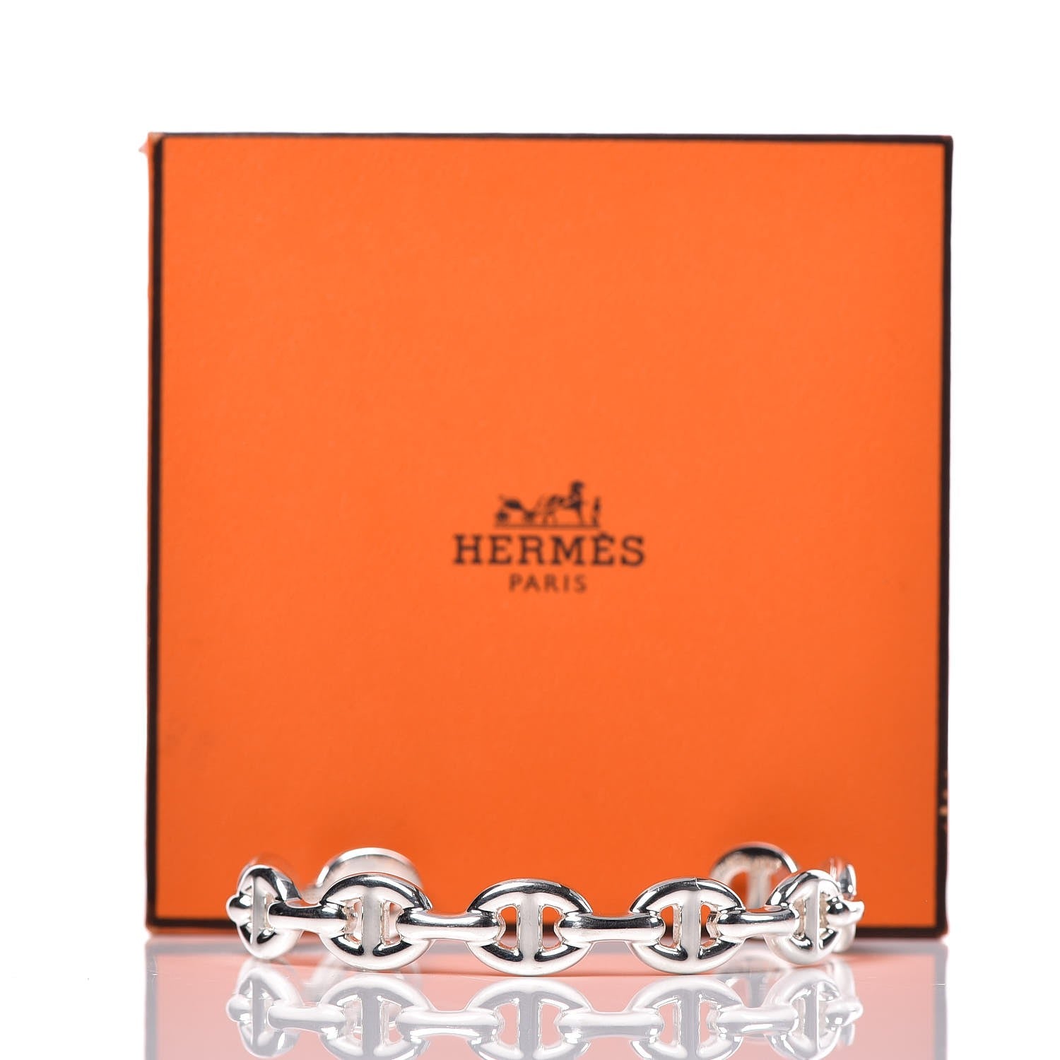 Hermes Sterling Silver MM Chaine d'Ancre Enchainee Cuff Bracelet ST 6 of 6