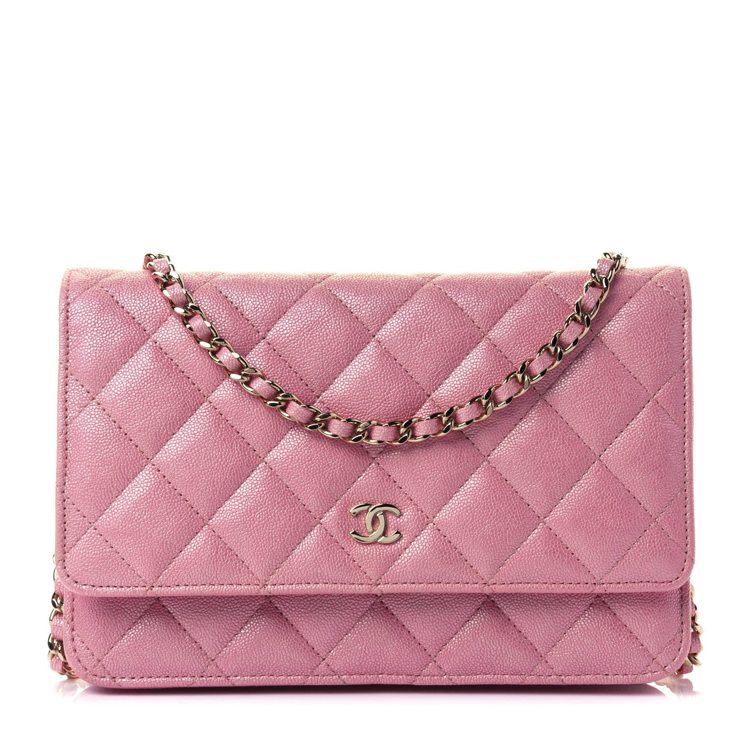 Chanel Iridescent Caviar Quilted Wallet on Chain WOC Rose Pink 1 of 4