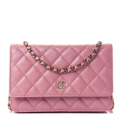 Chanel Iridescent Caviar Quilted Wallet on Chain WOC Rose Pink 1 of 4