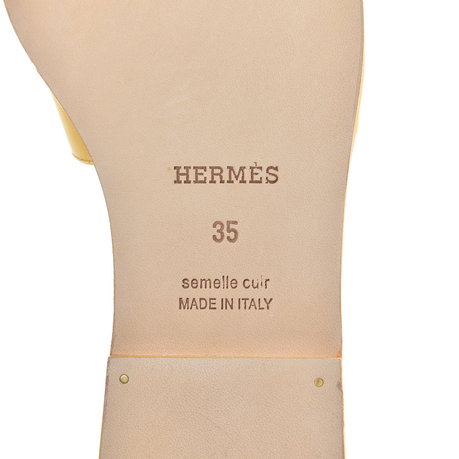Hermes Calfskin Oran Sandals 35 Jaune Citron 7 of 9