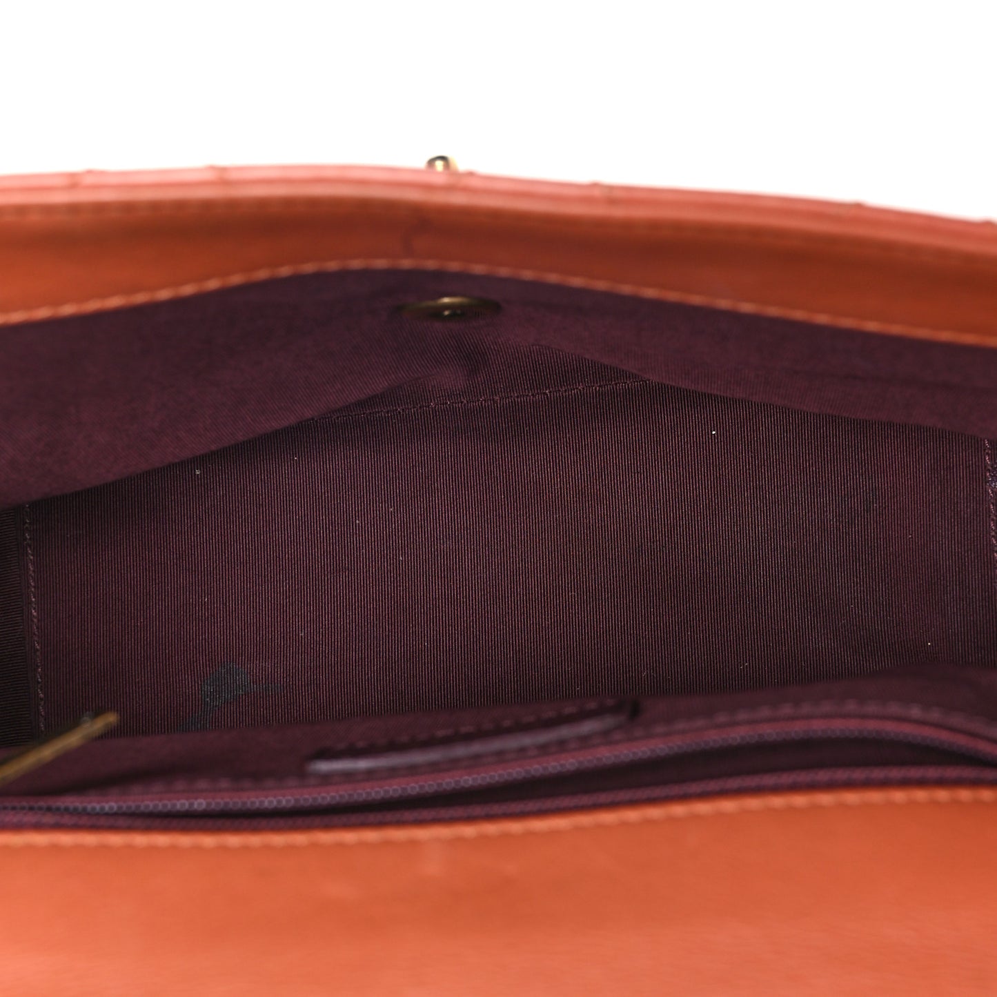 Glazed Calfskin Quilted Medium Gold Bar Top Handle Flap Orange