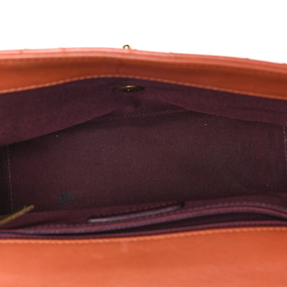 Chanel Glazed Calfskin Quilted Medium Gold Bar Top Handle Flap Orange 5 of 13