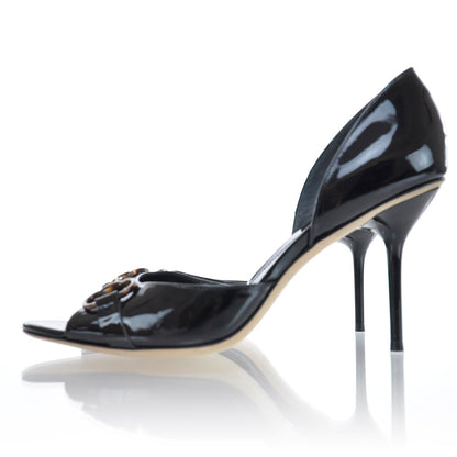 Gucci Patent Horsebit Peep Toe Heels 40.5 Black 3 of 7