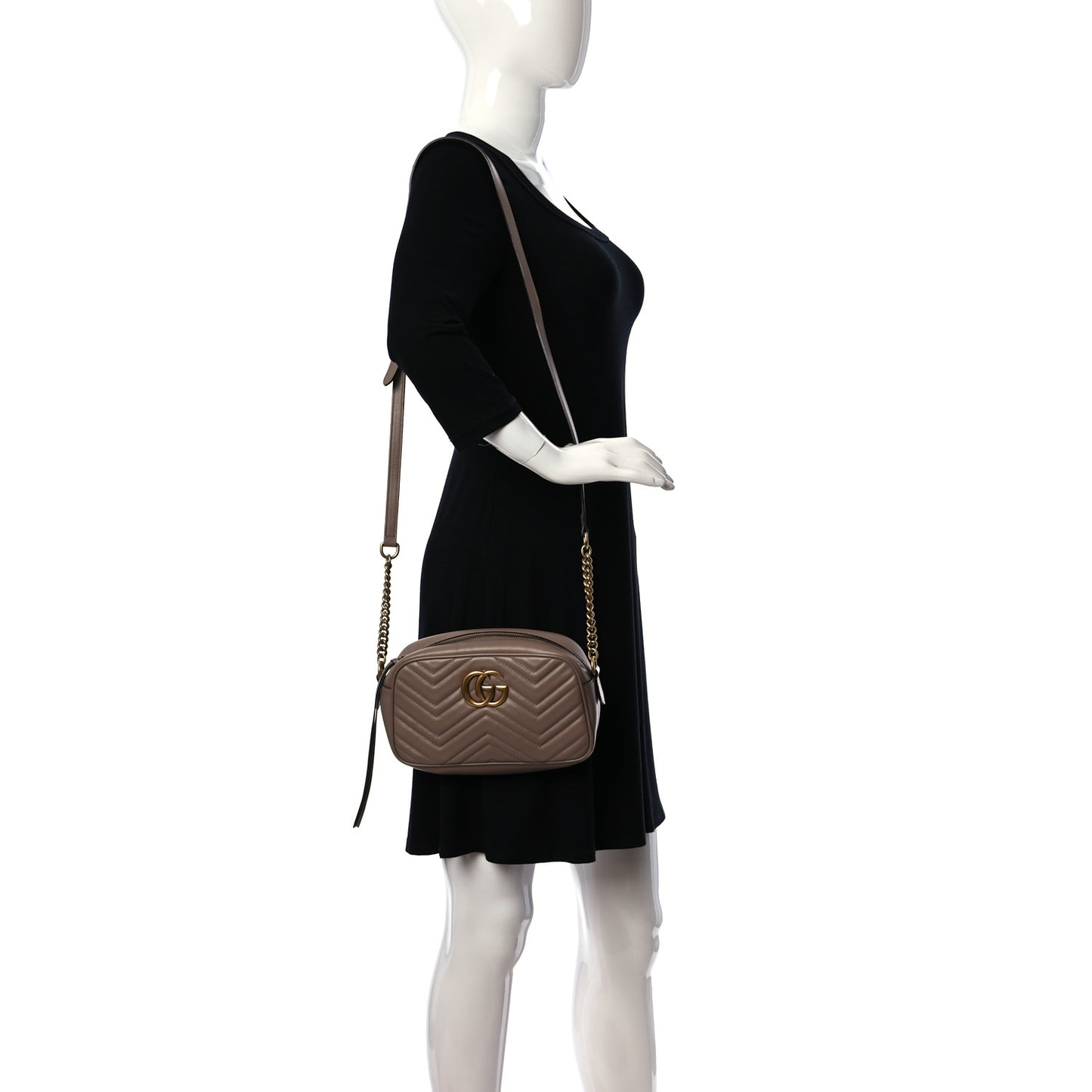 Calfskin Matelasse Small GG Marmont Chain Shoulder Bag Porcelain Rose