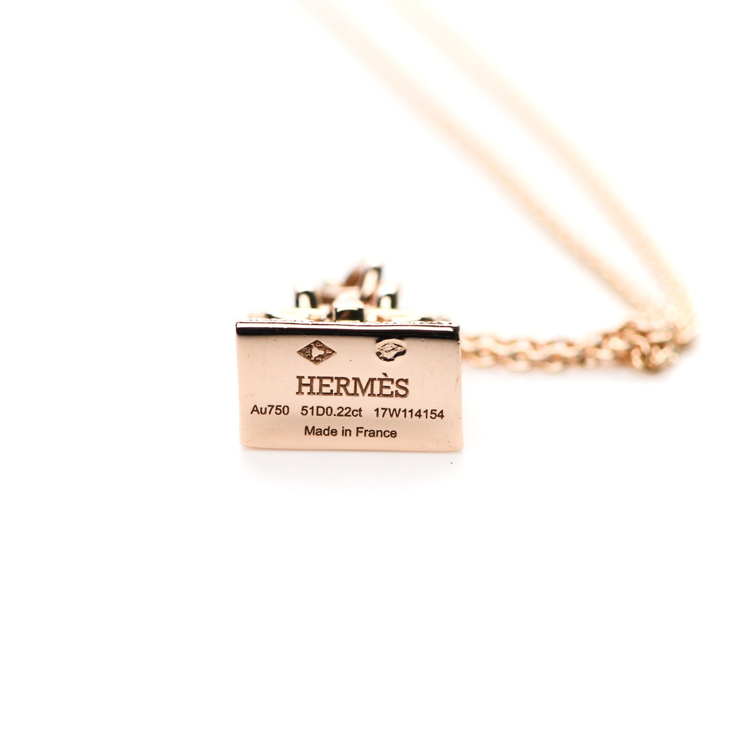 18K Rose Gold Diamond Birkin Amulette Pendant Necklace
