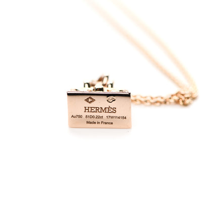 Hermes 18K Rose Gold Diamond Birkin Amulette Pendant Necklace 4 of 5