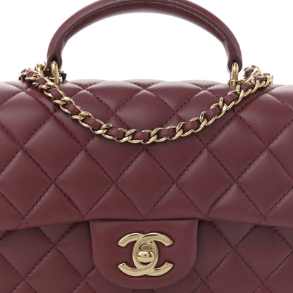 Chanel Lambskin Quilted Mini Top Handle Rectangular Flap Burgundy 14 of 23