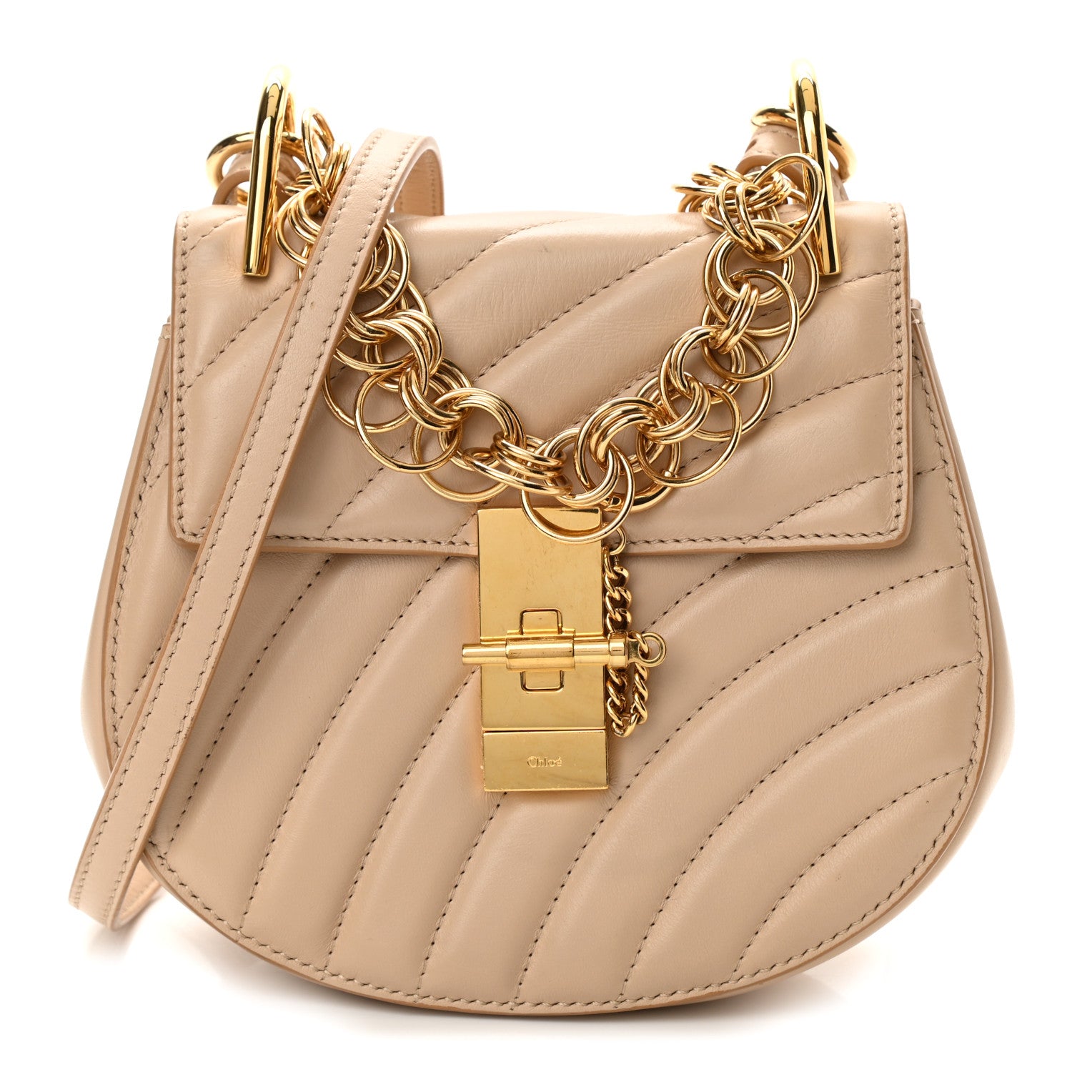 Chloe Calfskin Quilted Mini Drew Bijou Shoulder Bag Pearl Beige 1 of 9