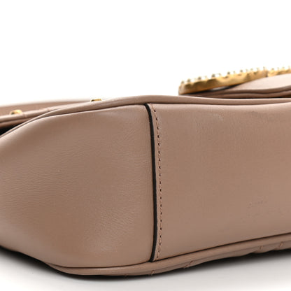 Gucci Calfskin Matelasse Studded Mini Pearly GG Marmont Shoulder Bag Porcelain Rose 9 of 11