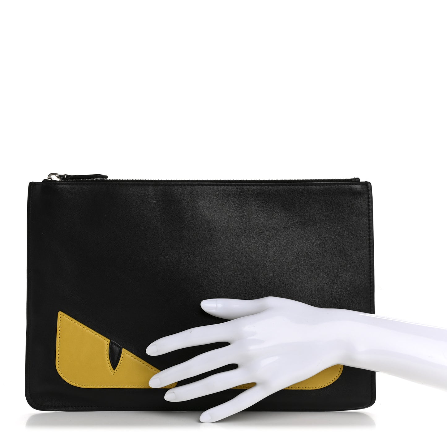 Vitello Century Monster Eyes Inlay Pouch Black Giallo