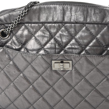 Chanel Metallic Aged Calfskin Quilted Large Reissue Camera Case Silver 8 of 12