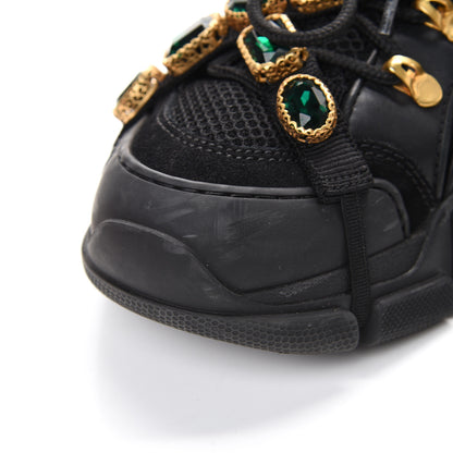 Gucci X SEGA Mesh Suede Calfskin Removable Crystals Womens Flashtrek Sneakers 39 Black Silver 9 of 12