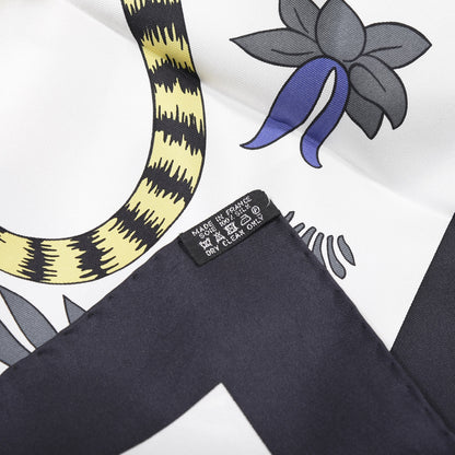 Hermes Silk Les Leopards Scarf 90 Black Blanc Jaune D'Or 2 of 3