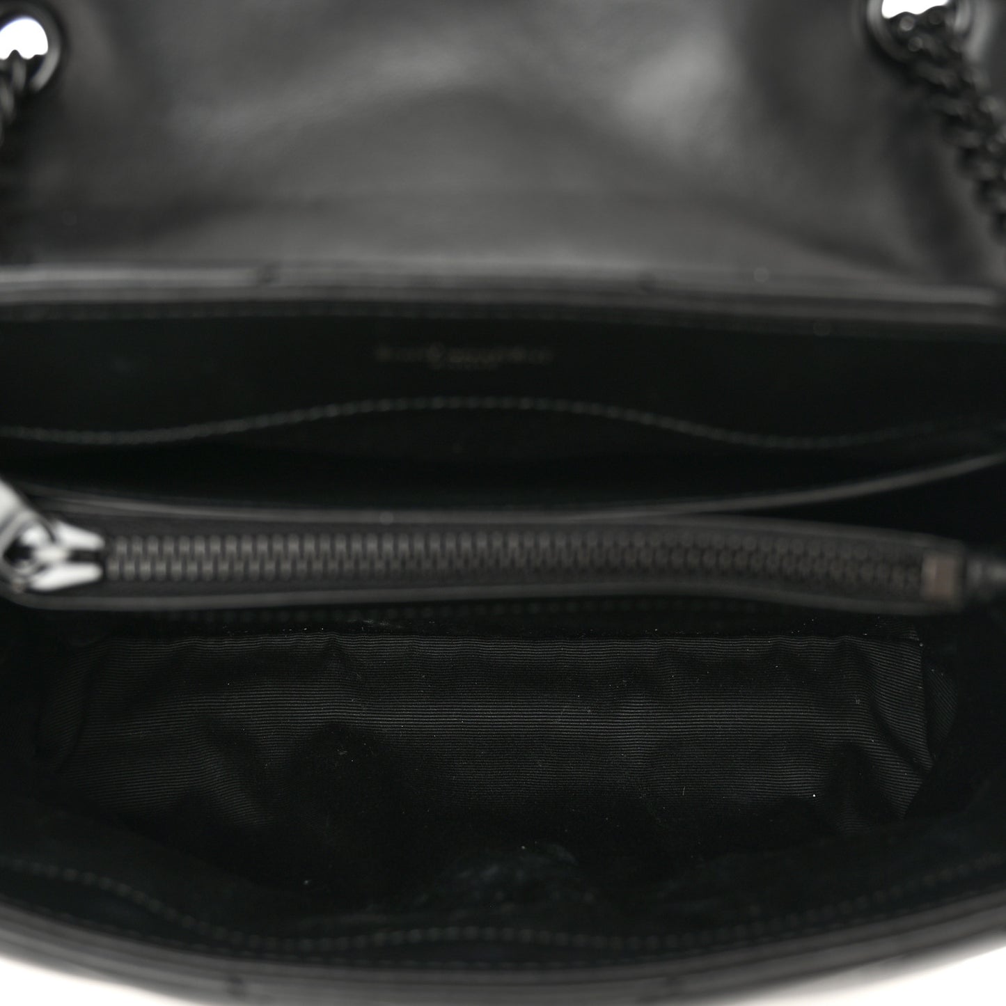 Calfskin Y Quilted Monogram Monochrome Small Loulou Chain Satchel Black