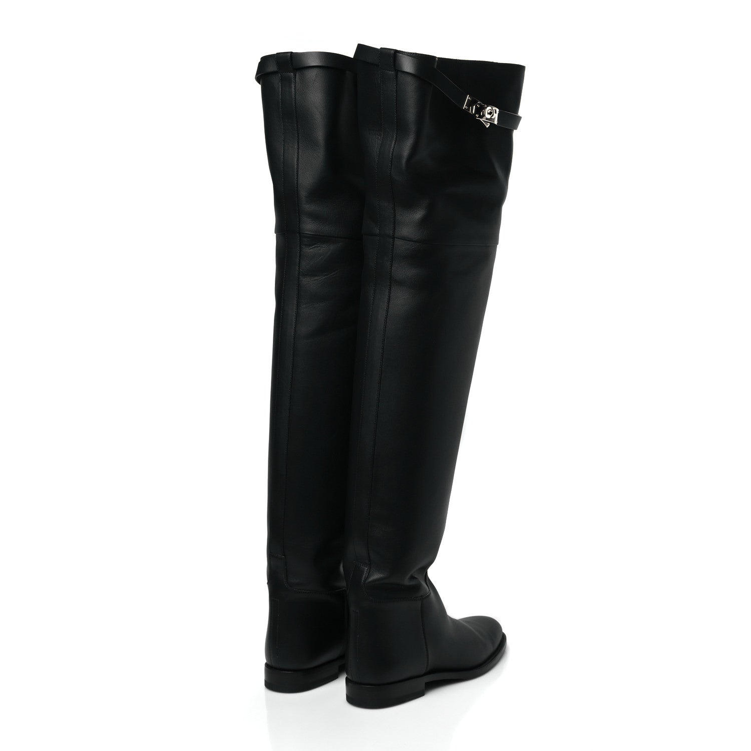 Hermes Calfskin High Boots 38 Black 4 of 8