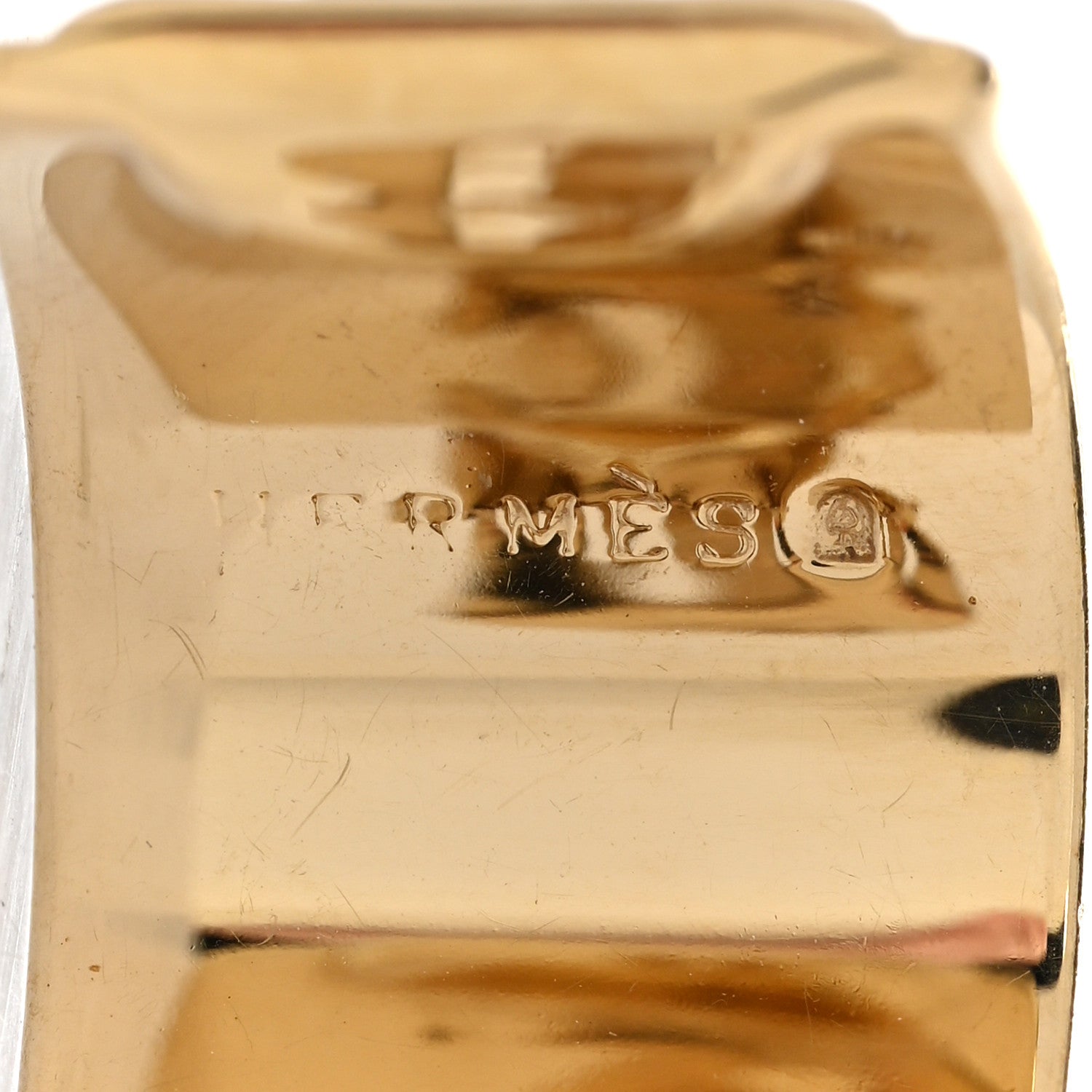 Hermes Gold Plated Printed Enamel Clip On Earrings 4 of 5