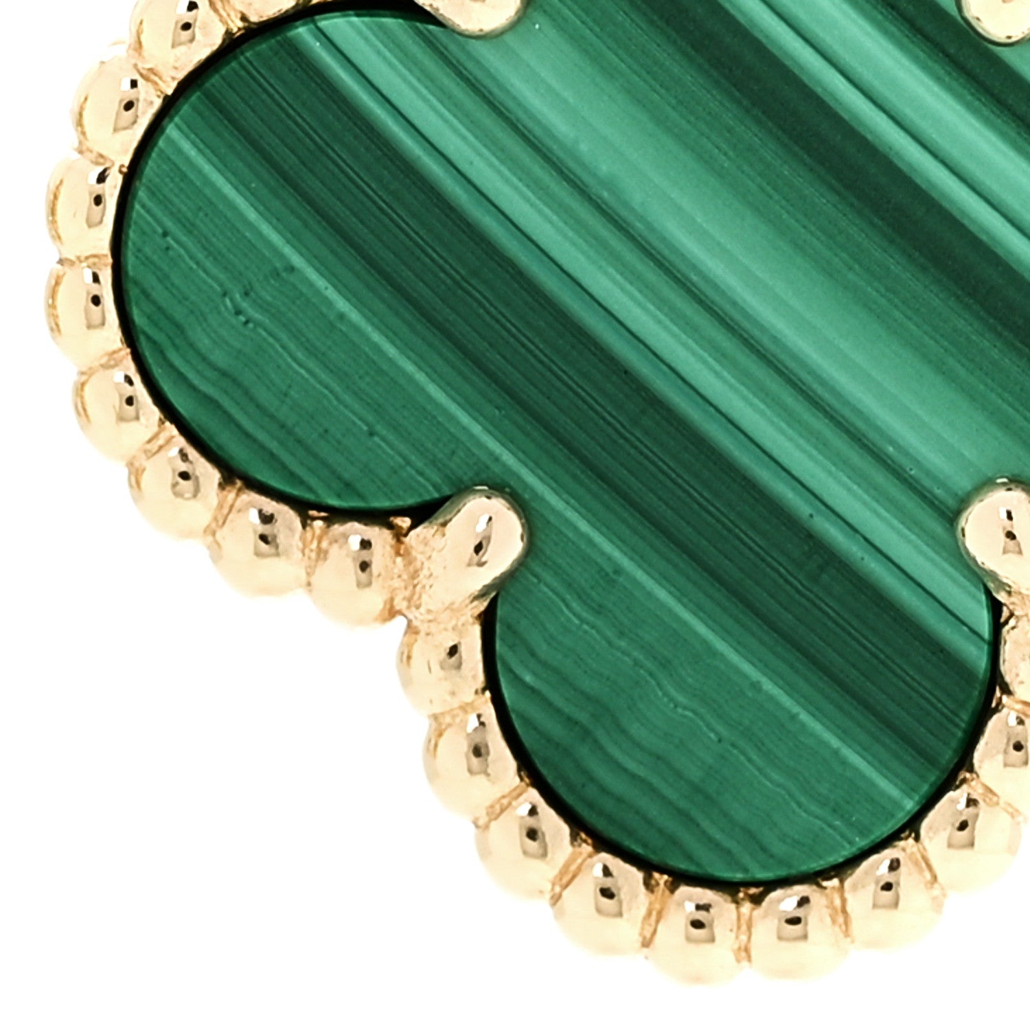 Van Cleef & Arpels 18K Yellow Gold Malachite Vintage Alhambra Earrings 5 of 6