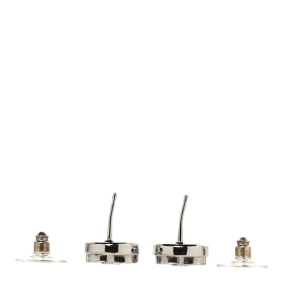Chanel Crystal CC Round Earrings Silver 3 of 4