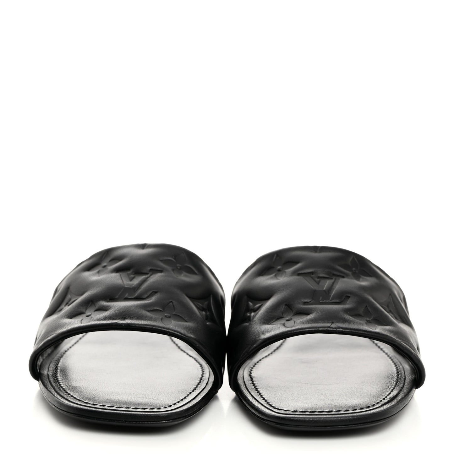 Lambskin Embossed Monogram Revival Flat Mules 41 Black