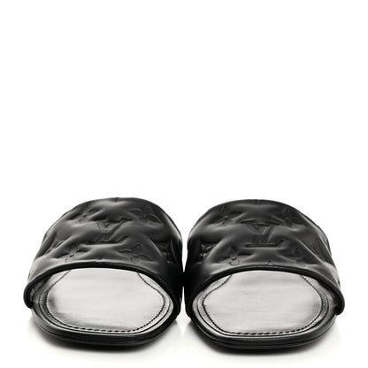 Louis Vuitton Lambskin Embossed Monogram Revival Flat Mules 41 Black 2 of 8