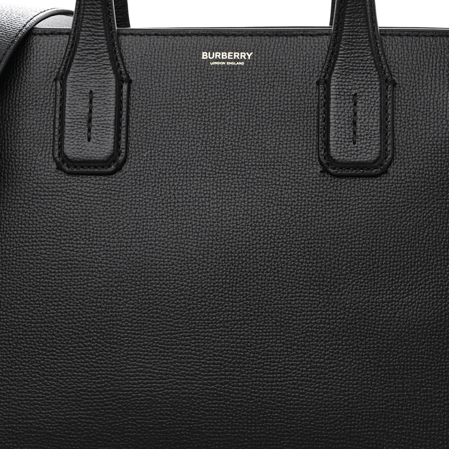 Burberry Grainy Calfskin House Check Medium Banner Tote Black 10 of 13
